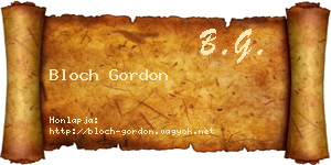 Bloch Gordon névjegykártya